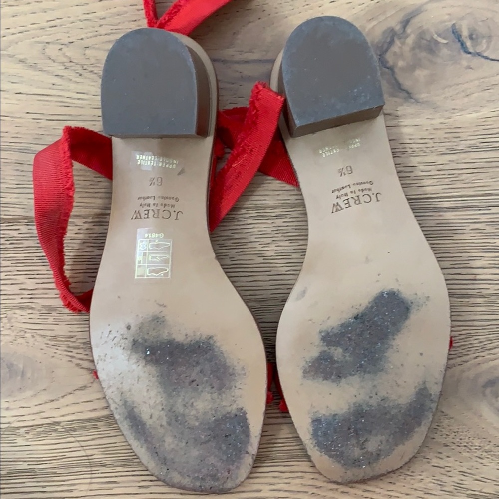 J.Crew Red Grosgrain Ribbon Block-heel Sandals - Picture 2 of 5